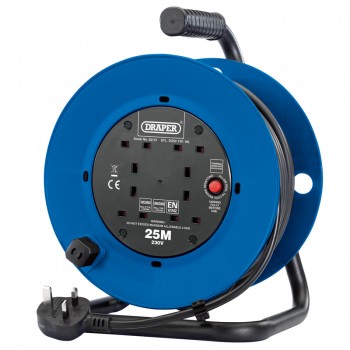 230V Four Socket Industrial Cable Reel, 25m