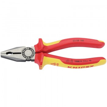 Knipex 03 08 180UKSBE VDE Fully Insulated Combination Pliers, 180mm Knipex 03 08 180UKSBE VDE Fully Insulated Combination Pliers, 180mm