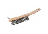 Heavy Duty 4 Row Wire Scratch Brush with Scraper, 310mm