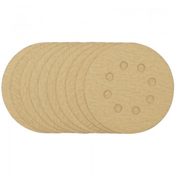 Gold Sanding Discs with Hook & Loop, 125mm, 180 Grit (Pack of 10)