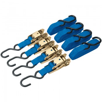 Ratcheting Tie Down Straps, 4.5m x 25mm, 350kg (4 Piece) Ratcheting Tie Down Straps, 4.5m x 25mm, 350kg (4 Piece)