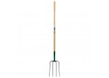 4 Prong Manure Fork with Wood Shaft