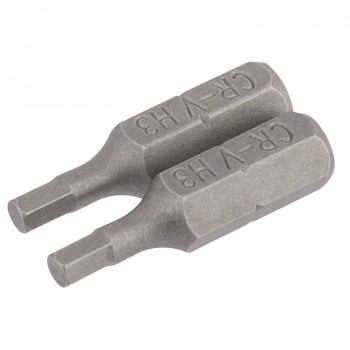 Hexagonal Insert Bit, 3mm, 1/4” Hex, 25mm Long (Pack of 2) Hexagonal Insert Bit, 3mm, 1/4” Hex, 25mm Long (Pack of 2)