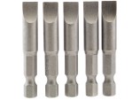 Plain Slot Insert Bit, 8mm, 1/4&rdquo; Hex, 50mm Long (Pack of 5)