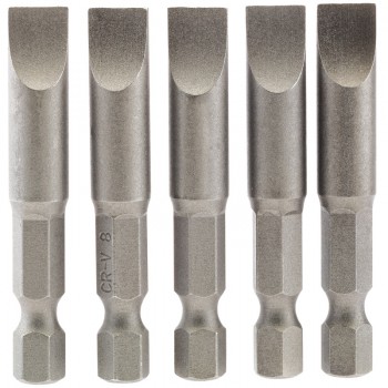Plain Slot Insert Bit, 8mm, 1/4&rdquo; Hex, 50mm Long (Pack of 5)