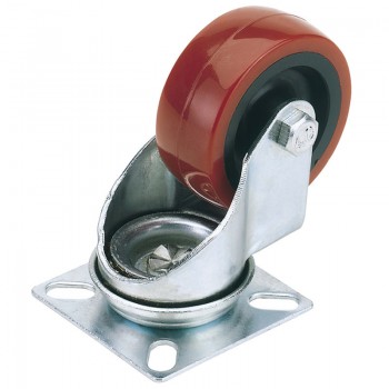 Swivel Plate Fixing Polyurethane Wheel, 50mm Diameter, S.W.L. 50kg