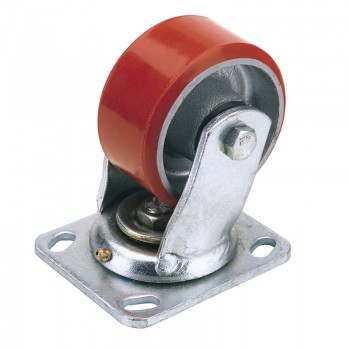 Swivel Plate Fixing Heavy Duty Polyurethane Wheel, 125mm Diameter, S.W.L. 300kg