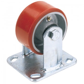 Fixed Plate Fixing Heavy Duty Polyurethane Wheel, 125mm Diameter, S.W.L. 300kg