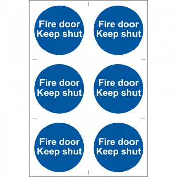 Fire Door Keep Shut’ Mandatory Sign (Pack of 6) Fire Door Keep Shut’ Mandatory Sign (Pack of 6)