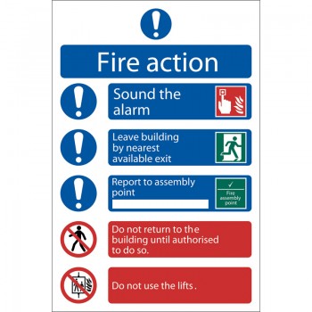 Fire Action Procedure’ Mandatory Sign, 200 x 300mm, Design 2 Fire Action Procedure’ Mandatory Sign, 200 x 300mm, Design 2