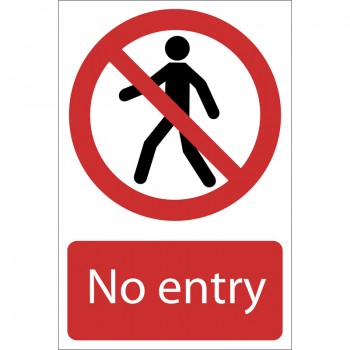 No Entry&rsquo; Prohibition Sign, 200 x 300mm