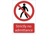 No Admittance&rsquo; Prohibition Sign, 200 x 300mm