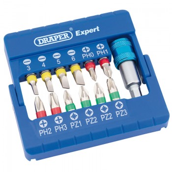 Coloured Screwdriver Bit Set With Magnetic Holder (13 Piece)