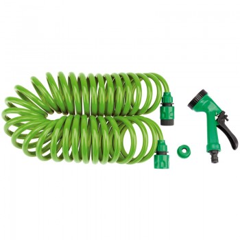 Recoil Hose with Spray Gun and Tap Connector, 10m